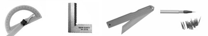 Gradmesser, Präzisionswinkel und Reißnadeln